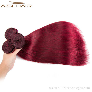 Aisi Hair  Price 8a Grade 3 Bundles Red Double Drawn Brazilian Hair Weave Bundles